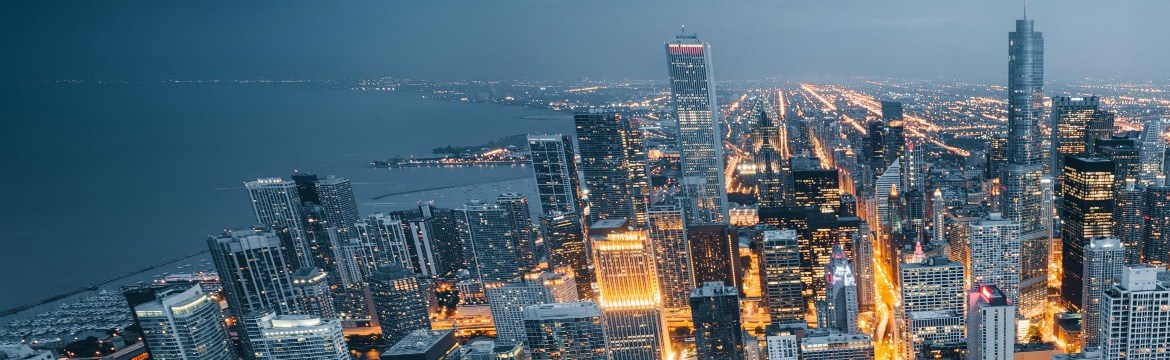 Foto: Horizonte de Chicago en la noche, El centro de Chicago Il