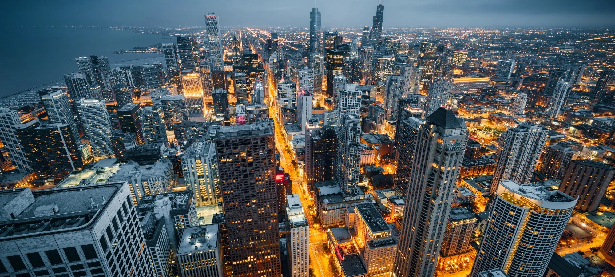 Foto: Horizonte de Chicago en la noche, El centro de Chicago Il